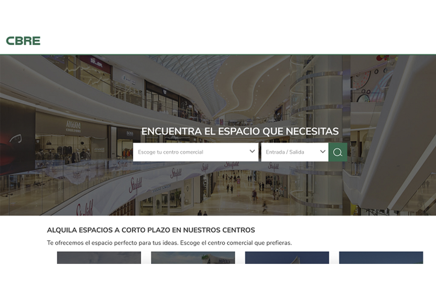 Web para gestionar el alquiler de espacios temporales en sus centros comerciales