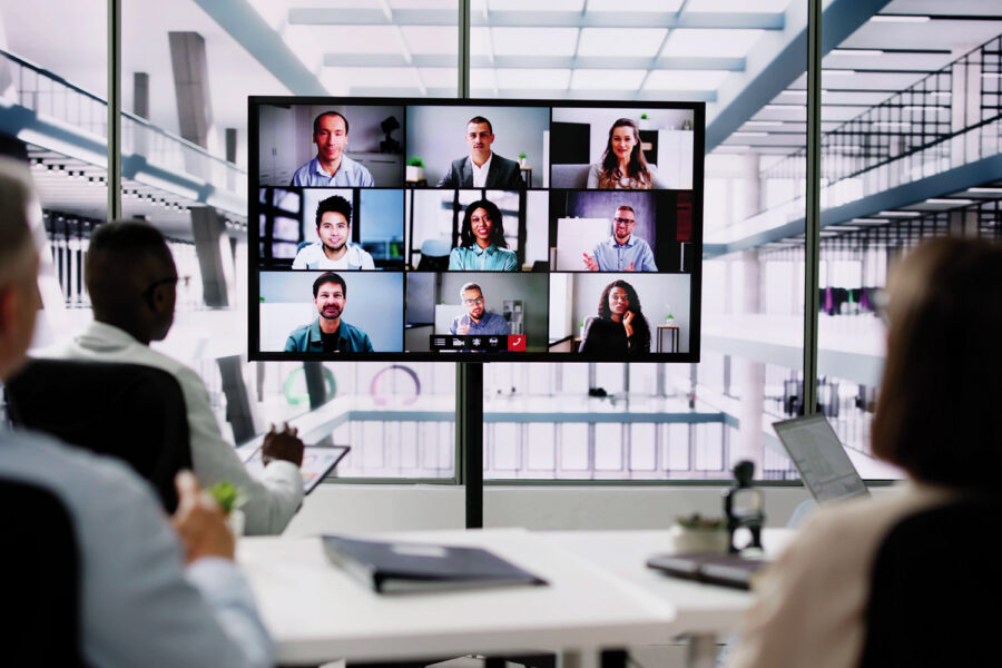 Business Video Conference Online Meeting In Office Room