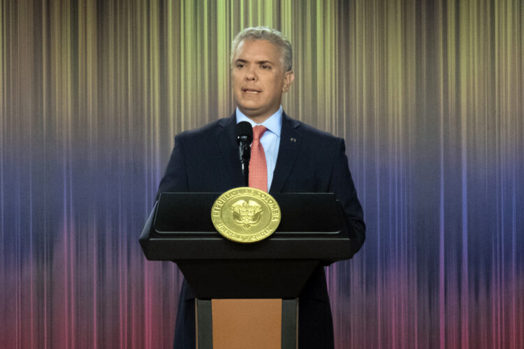 El presidente colombiano Iván Duque durante un discurso